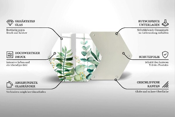 Tagliere in vetro Illustrazione delle foglie delle piante