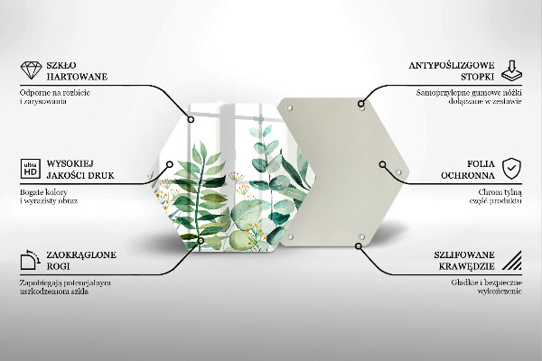 Tagliere in vetro Illustrazione delle foglie delle piante
