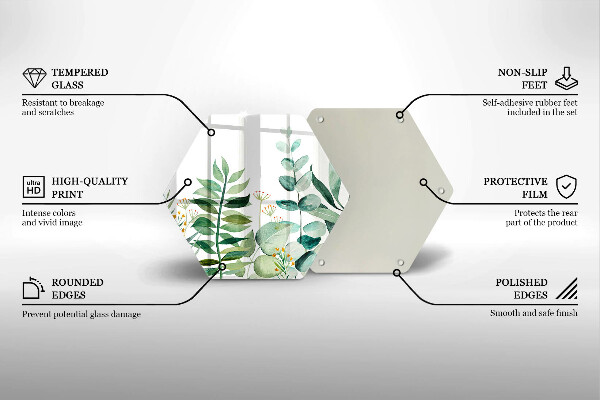 Tagliere in vetro Illustrazione delle foglie delle piante
