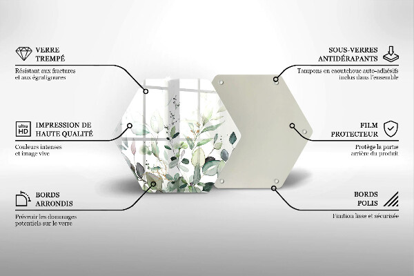 Tagliere in vetro Piante ad acquerello