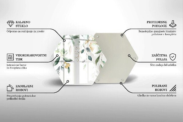 Tagliere in vetro Foglie ad acquerello