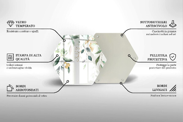 Tagliere in vetro Foglie ad acquerello