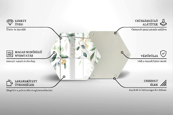 Tagliere in vetro Foglie ad acquerello