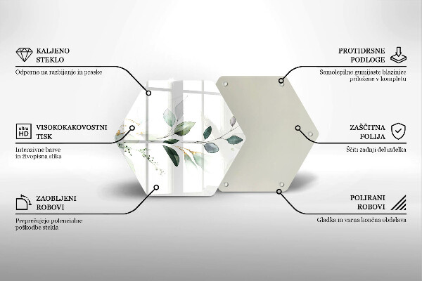 Tagliere in vetro Foglie ad acquerello