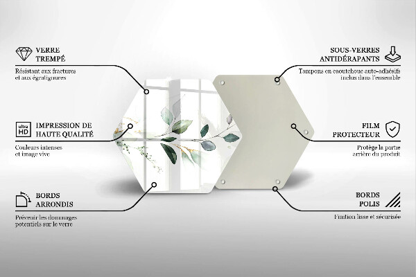 Tagliere in vetro Foglie ad acquerello