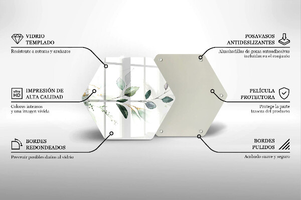 Tagliere in vetro Foglie ad acquerello