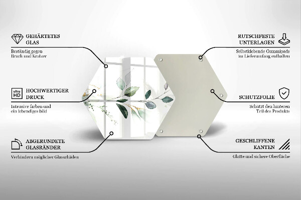 Tagliere in vetro Foglie ad acquerello