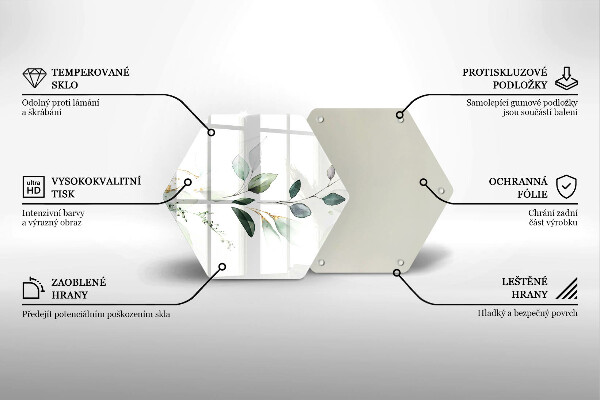 Tagliere in vetro Foglie ad acquerello