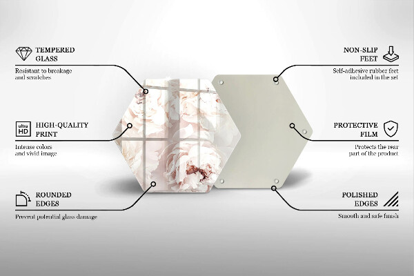 Tagliere in vetro Peonie pastello