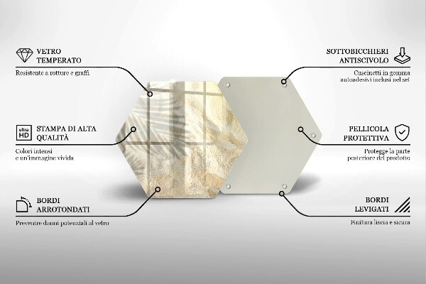 Tagliere in vetro Foglie di palma e sabbia