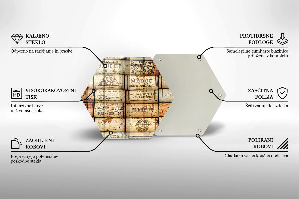 Tagliere in vetro Vecchi tappi per vino