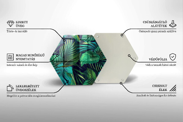 Tagliere in vetro Illustrazione delle foglie della giungla