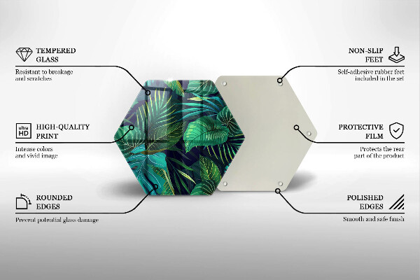 Tagliere in vetro Illustrazione delle foglie della giungla