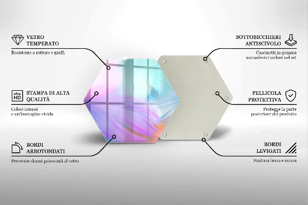 Tagliere in vetro Piume pastello