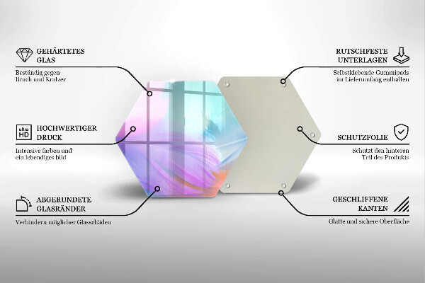 Tagliere in vetro Piume pastello