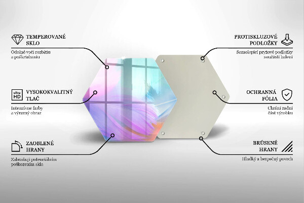 Tagliere in vetro Piume pastello