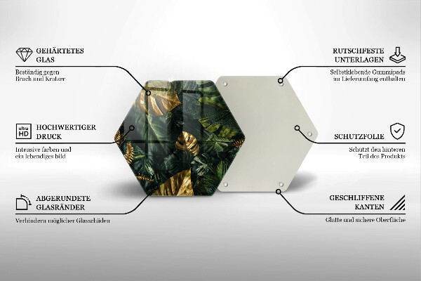 Tagliere in vetro Foglie dorate di monstera