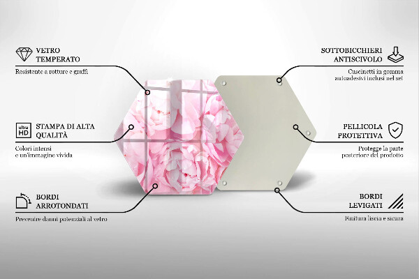 Tagliere in vetro Peonie delicate