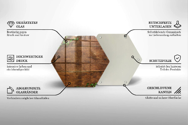 Tagliere in vetro Tavole e foglie di legno