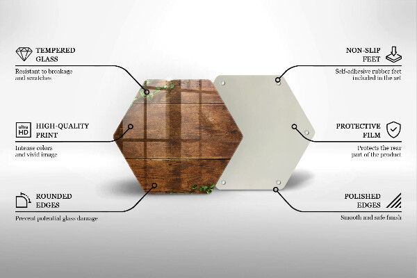 Tagliere in vetro Tavole e foglie di legno