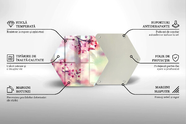 Tagliere in vetro Fiori di melo naturali