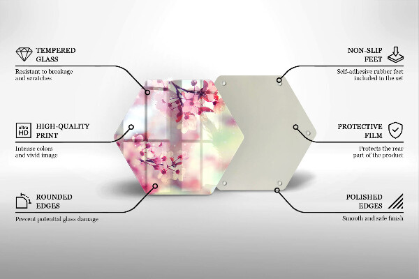 Tagliere in vetro Fiori di melo naturali