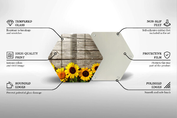 Tagliere in vetro Girasoli su tavole
