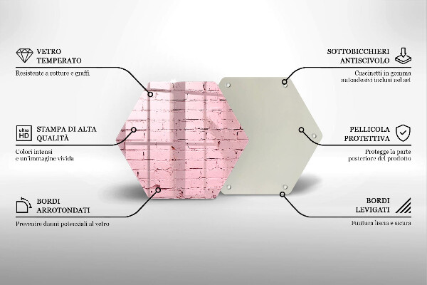 Tagliere in vetro Muro di mattoni pastello