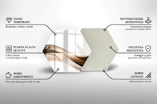 Tagliere in vetro Linee marroni astratte