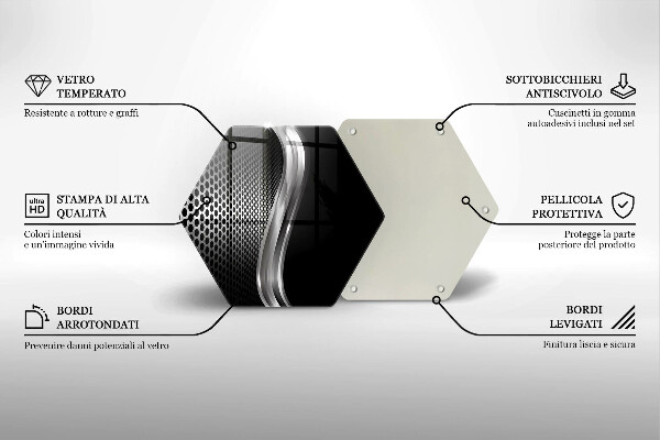 Tagliere in vetro Struttura in metallo