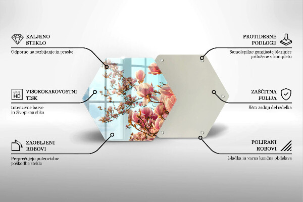 Tagliere in vetro Albero di fiori rosa