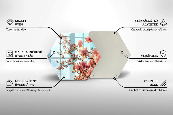 Tagliere in vetro Albero di fiori rosa