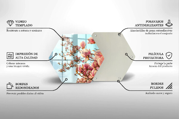 Tagliere in vetro Albero di fiori rosa