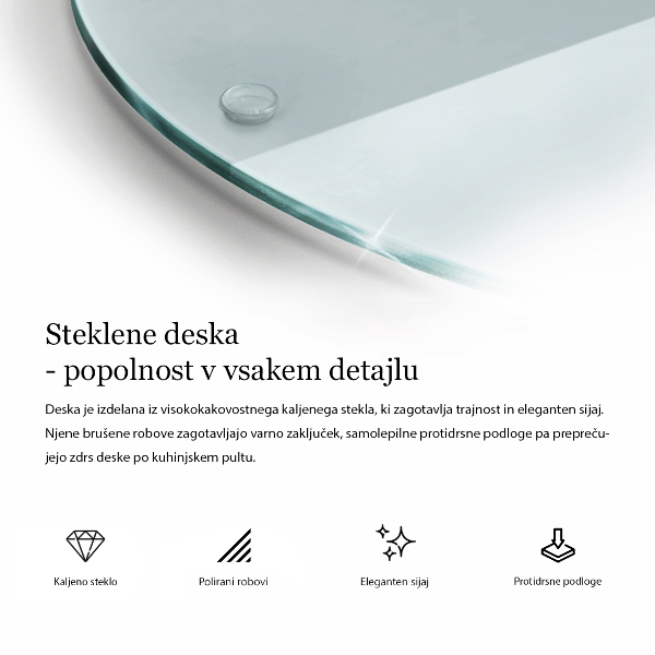 Tagliere in vetro temperato trasparente 30 cm