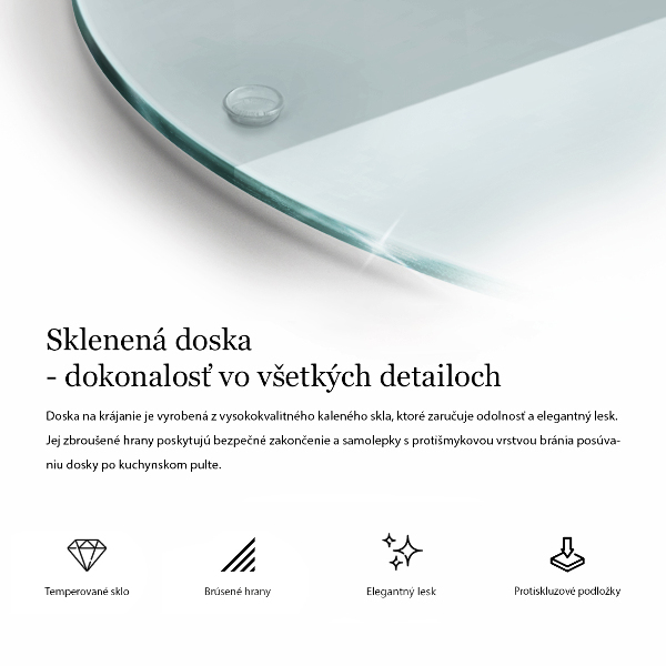 Tagliere in vetro temperato trasparente 40 cm