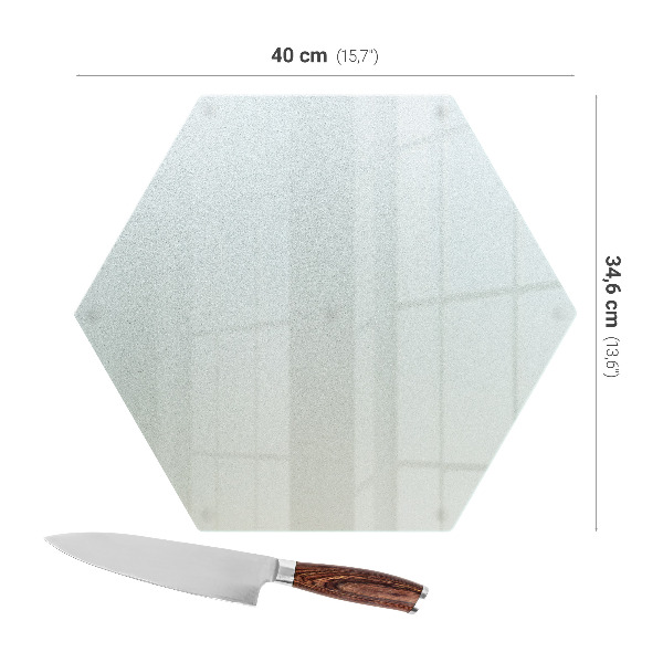 Tagliere in vetro esagonale di 40 cm di altezza