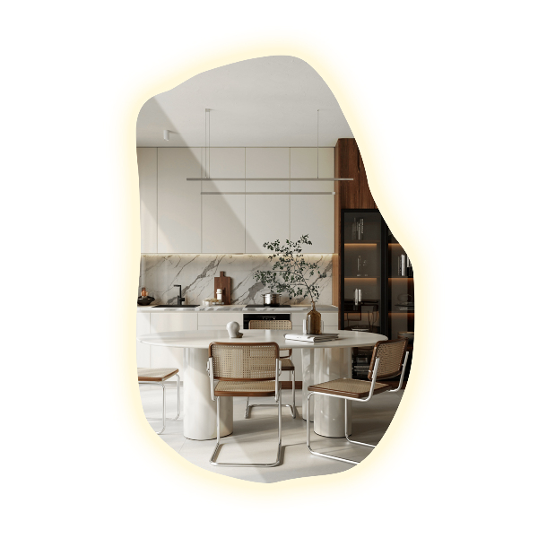 Specchio asimmetrico led moderno 80x52 cm