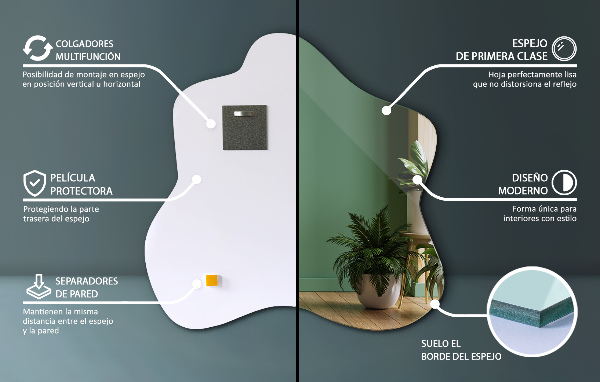 Specchio irregolare a forma di macchia 48x48 cm