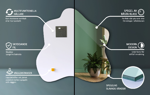 Specchio irregolare a forma di macchia 48x48 cm