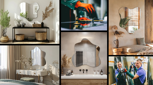 Specchio irregolare a forma di macchia 48x48 cm