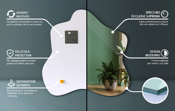 Specchio irregolare a forma di macchia 58x58 cm