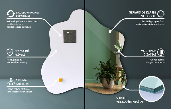 Specchio irregolare a forma di macchia 77x77 cm