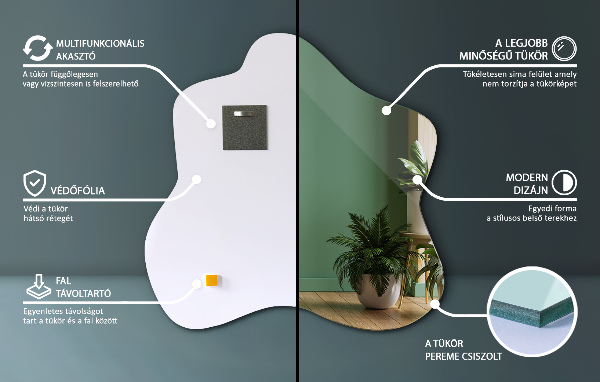 Specchio irregolare a forma di macchia 77x77 cm