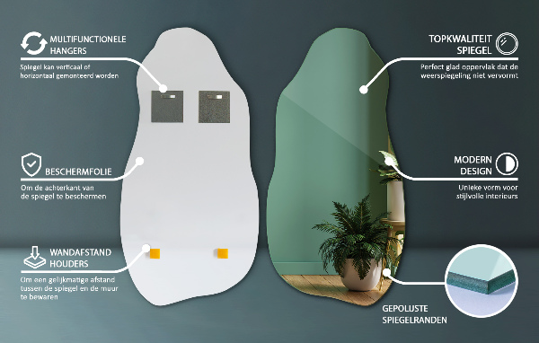 Specchio forma irregolare appeso originale 40x80