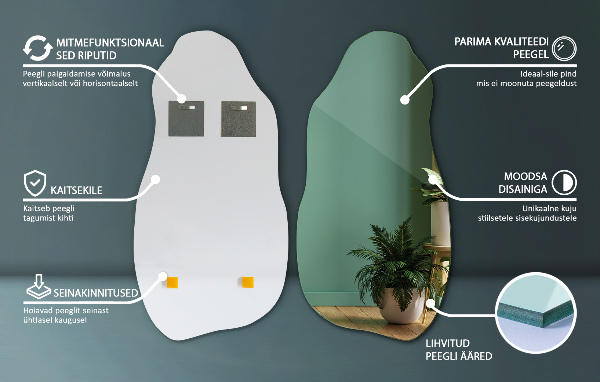 Specchio forma irregolare appeso originale 40x80