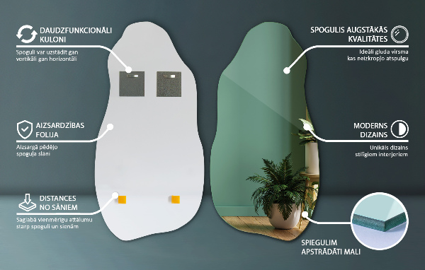 Specchio irregolare decorativo per la parete 45x90