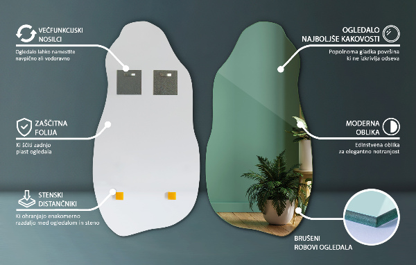 Specchio asimmetrico accessorio elegante senza cornice 50x100