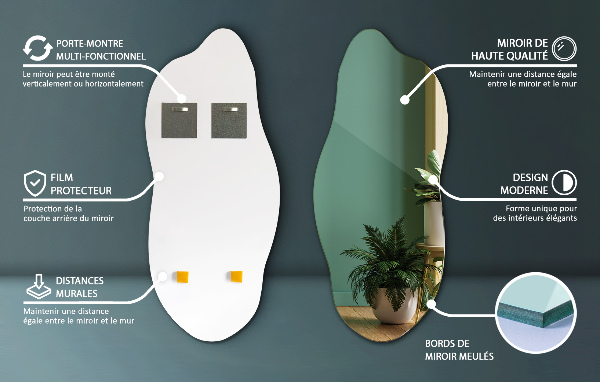 Specchio irregolare decorativo per il muro 35x80 cm