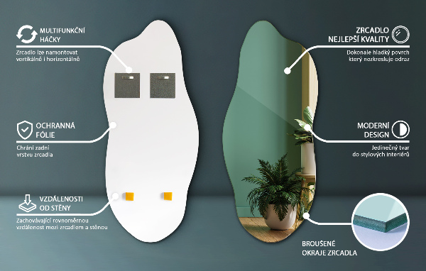 Specchio irregolare decorativo per il muro 35x80 cm