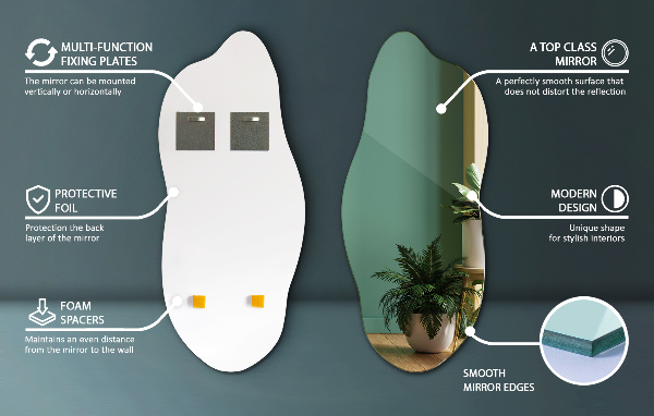 Specchio irregolare decorativo per il muro 35x80 cm